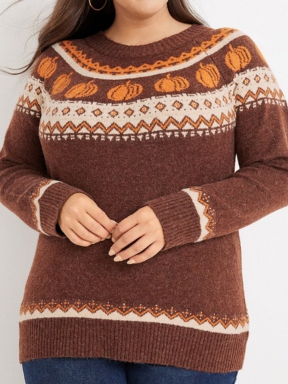 Maurices Brown/Orange Fall Pumpkin Isle Sweater